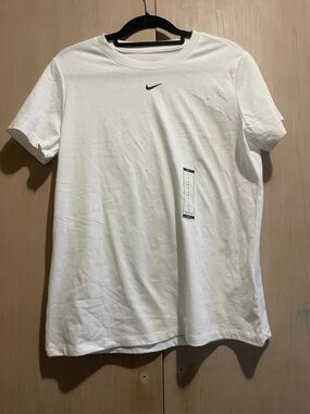 Nike White Crew Tee with black  Logo